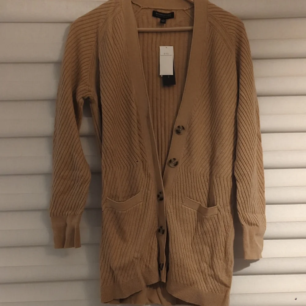 Banana Republic Camel Ribbed Knit Cardigan Italian Yarn Nwt - Picture 1 of 8